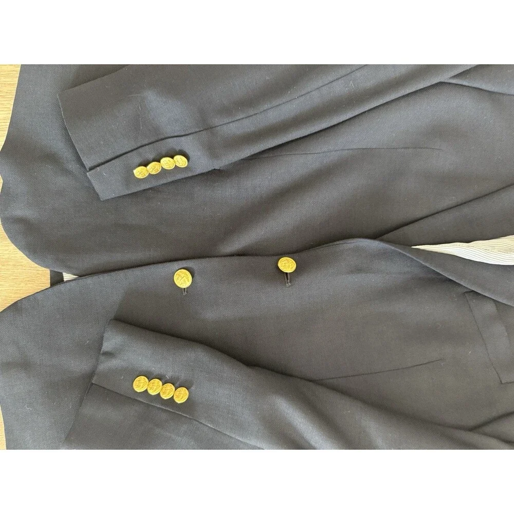 Brooks Brothers 40L Navy Gold Buttons Men’s Blazer Explorer Fitzgerald Fit